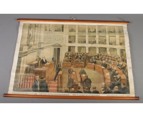 A vintage print on canvas depicting The Chamber of Representatives, Belgium.  