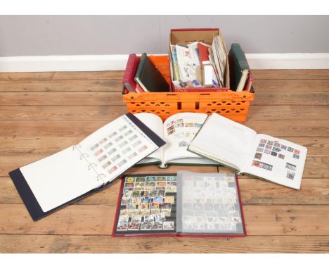 A large quantity of stamp albums, first day covers and loose stamps. To include examples from Pooh Corner, Beatrix Potter and