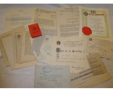 Various letters and official documentation relating to the award of the British Empire Medal to Miss C. Ward for Women's Volu