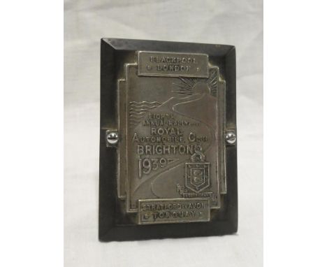 A Royal Automobile Club 1939 Blackpool/London and Stratford-upon-Avon/Torquay Rally plaque