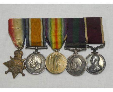 A group of five medals awarded to No. 9255/5429163 R. M. Payne later serving with an alias as R. M. Hines 2nd DCLI:- 1914/15 
