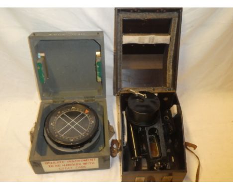 An old RAF aircraft bubble sextant in fitted case and an Air Ministry type P10 aircraft compass in fitted case (2)