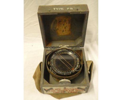 A Second War RAF type P8 aircraft compass in  fitted wooden box