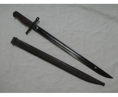 A Second War Japanese Arisaka bayonet with single-edged blade in steel scabbard