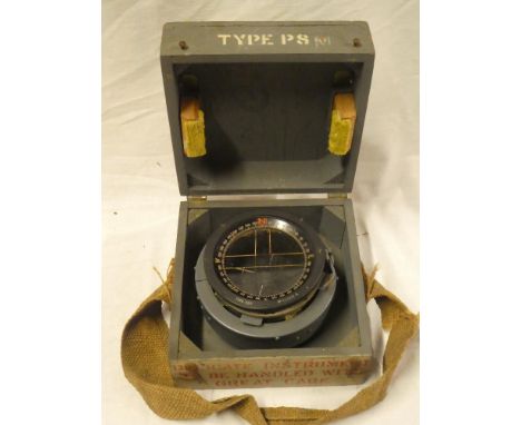 A Second War RAF type P8 aircraft compass (af) in fitted wooden box