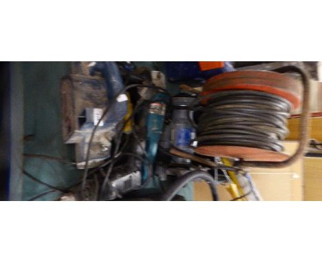 A Collection of Tools to Include Belt Sander, Angle Grinder, Bench Grinder, Extension Cable etc