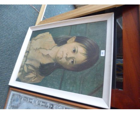 A 1970's Print of Tearful Girl, Bambina By G Bragolin, 79cm high 