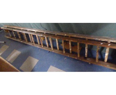 A Vintage Wooden Extending Ladder