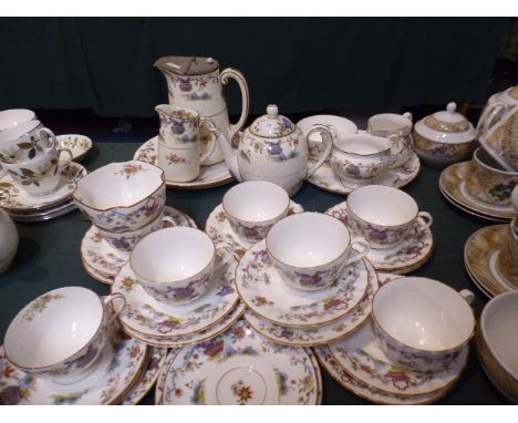 A Collection of Royal Worcester Pekin Pattern Teawares Comprising Seven Trios, Sugar Bowl Together with Royal Worcester Crown