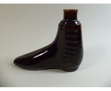 A Treacle Glazed Bennington Rockingham Boot Flask 