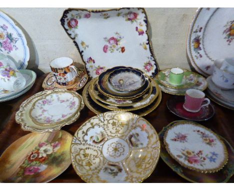 A Collection of 19th Century and Later Decorated Cabinet Plates, Coffee Cans and Saucers 