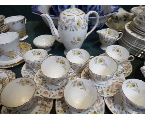 A Foley Somerset Pattern Coffee Set Comprising Eight Cans and Saucers, Coffee Pot, Sugar Bowl and Cream Jug