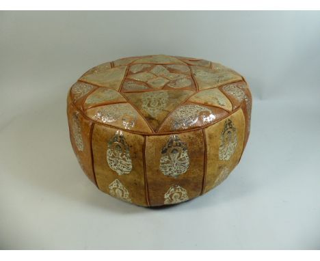 A Circular Leather Pouffe, 45cm Diameter