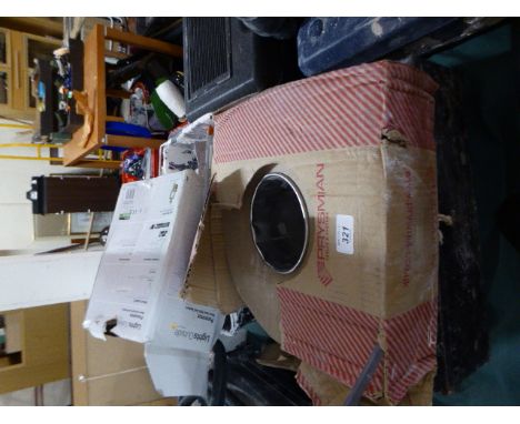 A Roll of Electric Cable, Outside Lamp, Tools Etc