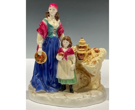 A Royal Worcester figure group, Fruit Seller at Stow Fair, Guild of Specialist China &amp; Glass Retailers exclusive, limited