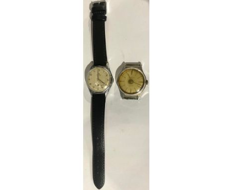 A Bucherer 15 jewel vintage wristwatch, 3.3cm in diameter; another wristwatch, Ingersoll (2)