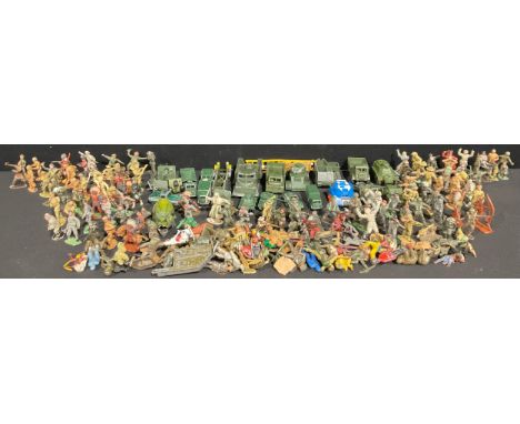 Toys - model cars and figures, a Lone Star Modern Army Series "Lorry", 14cm; others similar, "Bren Gun Carrier", "Armoured Ca