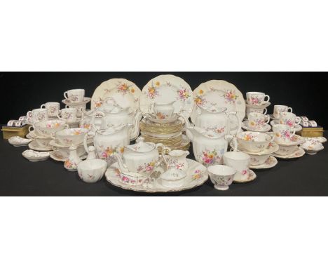 A Royal Crown Derby Posies pattern part dinner and tea service, including two large soup serving tureens and covers, the larg