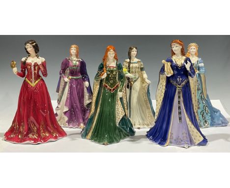 A set of six Royal Worcester figures, for Compton &amp; Woodhouse, The Daughter of Erin, The Maiden of Dana, The Princess of 