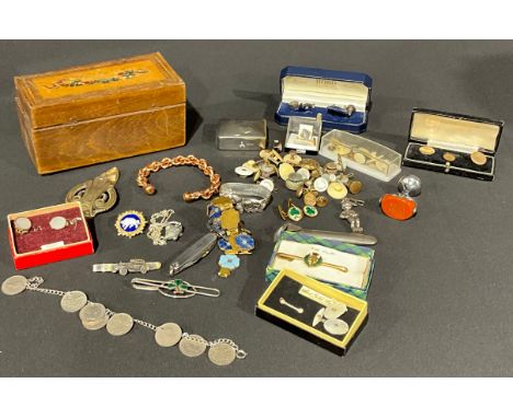 A selection of Cufflinks, Shirt Studs and miscellaneous itemsthe cufflinks include; a pair of rolled gold Mother of Pearl cuf