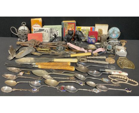 A Chinese cloisonné jar, 5cm; others, a pack of 20th century Waddington’s fine playing cards; a pocket voltmeter; a coal figu