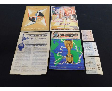 Packet - 1966 World Cup program plus two ticket stubs for the eighth final and the quarter final plus ticket stub for FA Cup 