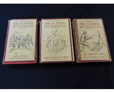 SIR ALFRED MUNNINGS: AN ARTISTS LIFE - THE SECOND BURST - THE FINISH, London, Museum Press, 1950-51, first edition, 3 vols, a