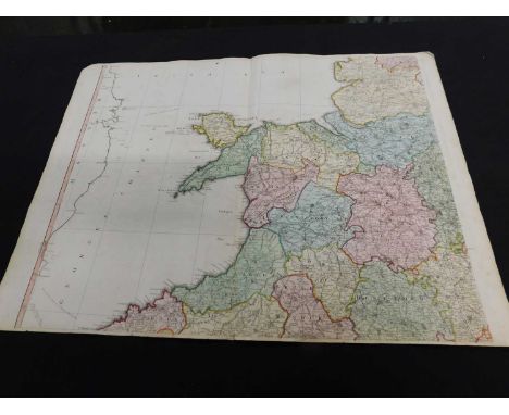 Wales - engraved hand coloured large scale map 1 section only containing parts of Wales, late 18th Century, sheet size approx