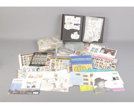 A box of world stamps, most loose, including first day covers, presentation packs, Indians of Canada Heritage Stamp Collectio