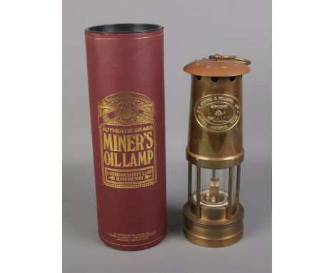 E Thomas &amp; Williams Limited authentic brass miner's oil lamp in original case with paperwork  