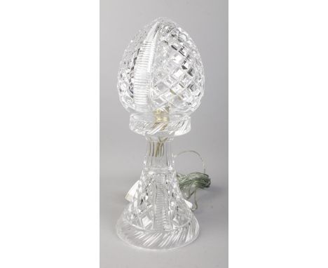 A cut glass crystal mushroom shaped table lamp. Approx. height 40cm.  