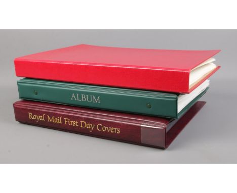 Three albums of stamps including first day covers, presentation packs and loose examples.  