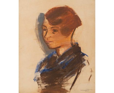 Joachim Weingart (Polish 1895-1942) Portrait of a Lady signed in pencil (lower right), gouache on paperDimensions:the sheet 5