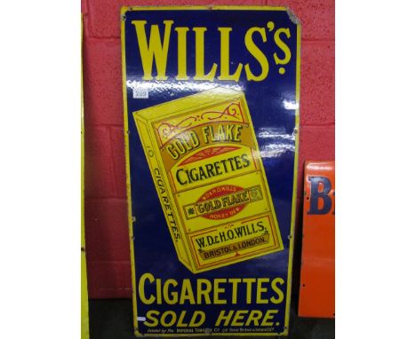 Enamel sign - Will's Cigarettes (91cm x 46cm)