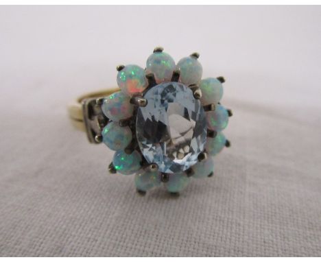 Opal &amp; blue topaz cluster ring