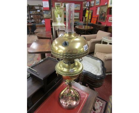 Arts &amp; Crafts brass &amp; copper oil lamp