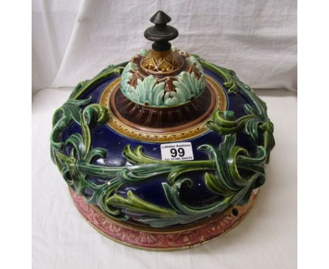 Majolica ceramic hanging light shade A/F