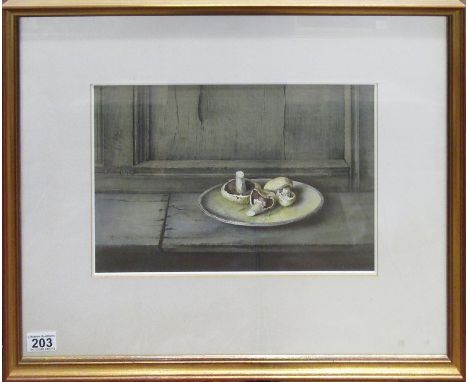 Watercolour - The pantry shelf by A Mumford - Purchased from 'Richard Hagen Fine Art' Broadway for £1250 in May 1990