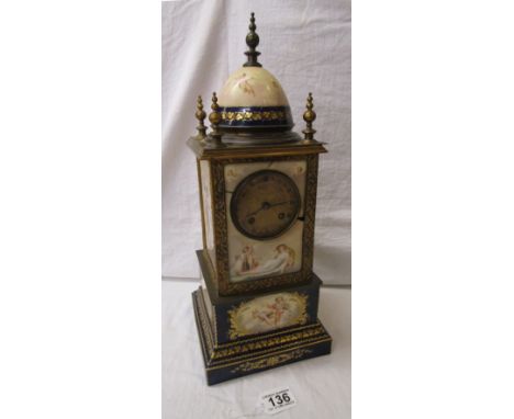 French porcelain mantle clock A/FCondition Report: The balance wheel moves freely, and when moved continues for a short time 