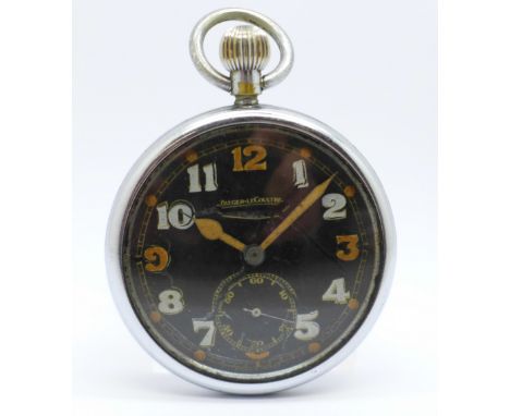 A Jaeger-LeCoultre black dial military issue pocket watch, GSTP F011925 