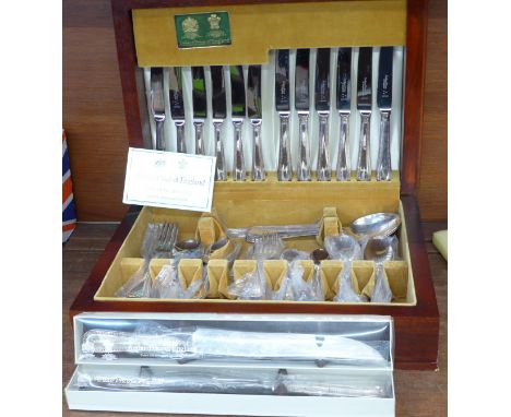 An Arthur Price silver plated canteen of cutlery with additional carving knife and fork 