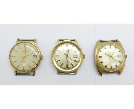Two gentleman's Timex automatic wristwatches and a gentleman's Sekonda manual wind wristwatch 