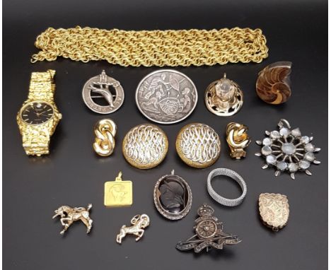 INTERESTING SELECTION OF SILVER AND OTHER JEWELLERYincluding a South African silver brooch with relief figural decoration, ma