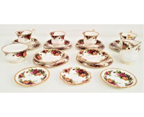 ROYAL ALBERT PART TEA SETin the Old Country Roses pattern, comprising four tea cups, six saucers, six side plates, milk jug, 