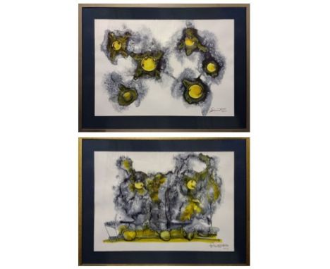 STARUKH, PETRO (Ukrainian, b.1961), 'Microcosm Diptych', two framed and glazed abstract paintings to form a comment on Microc