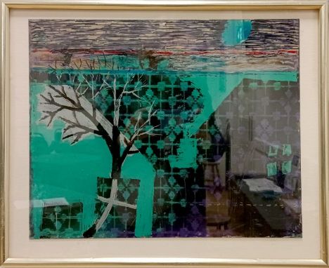 KONDRATIUK, OLENA (Ukrainian b.1958), 'Tree', painted verso on acrylic/resin sheet, then framed and glazed, Framed W 53 x 43 