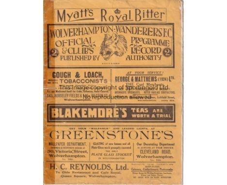 CUP SEMI-FINAL 1927   Official programme, 1927 Cup Semi-Final at Wolves, Cardiff v Reading, 26/3/1927. Cardiff won 3-0 and de