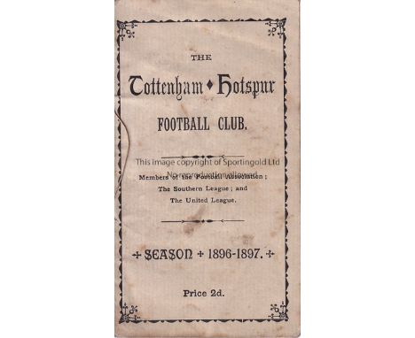 TOTTENHAM HOTSPUR 1896-97    Very scarce item , official Tottenham Hotspur fixture card for season 1896-97, their first seaso