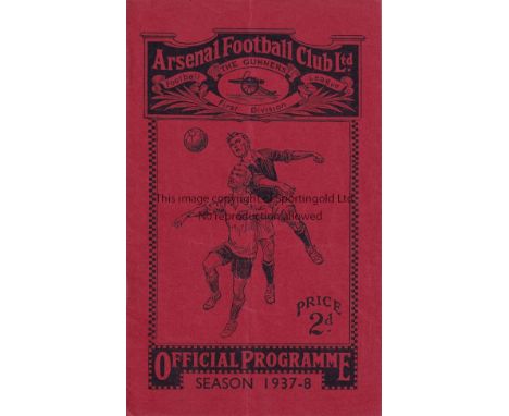 ARSENAL V LIVERPOOL 1938        Programme for the League match at Arsenal in their 1937/8 Championship season.  Very slight v