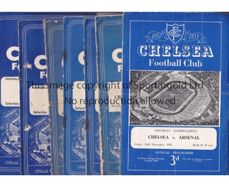 CHELSEA     A collection of 68 Chelsea home programmes 1952-1972 all 1st Team bar 2 Reserves v Arsenal 1952/53 and Southampto